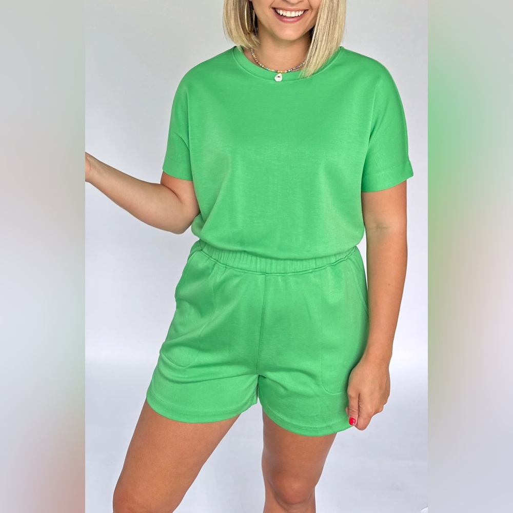 Kelly Green Scuba Romper